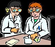 Two students in lab (cartoon) 